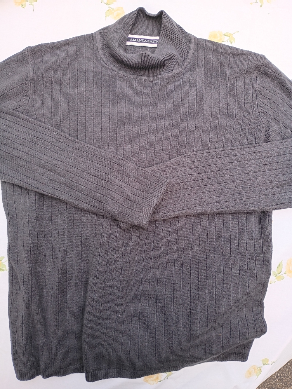 Amanda Smith Charcoal Ribbed Turtleneck Sweater
